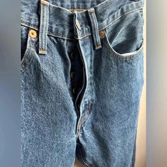 Levis 501 w25 L28 Levi’s 501 dark blue raw blue 80s USA straight leg - Picture 3 of 11